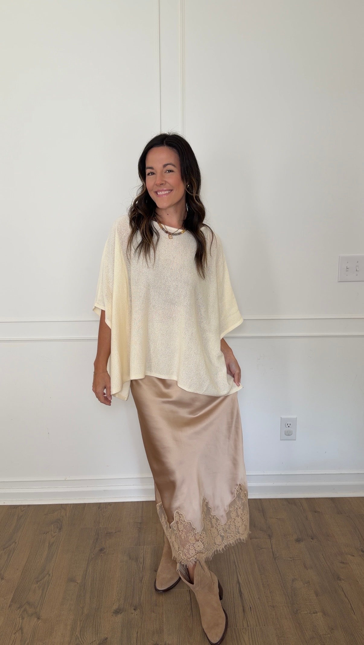 Jessi Knit Cape Top - Cream