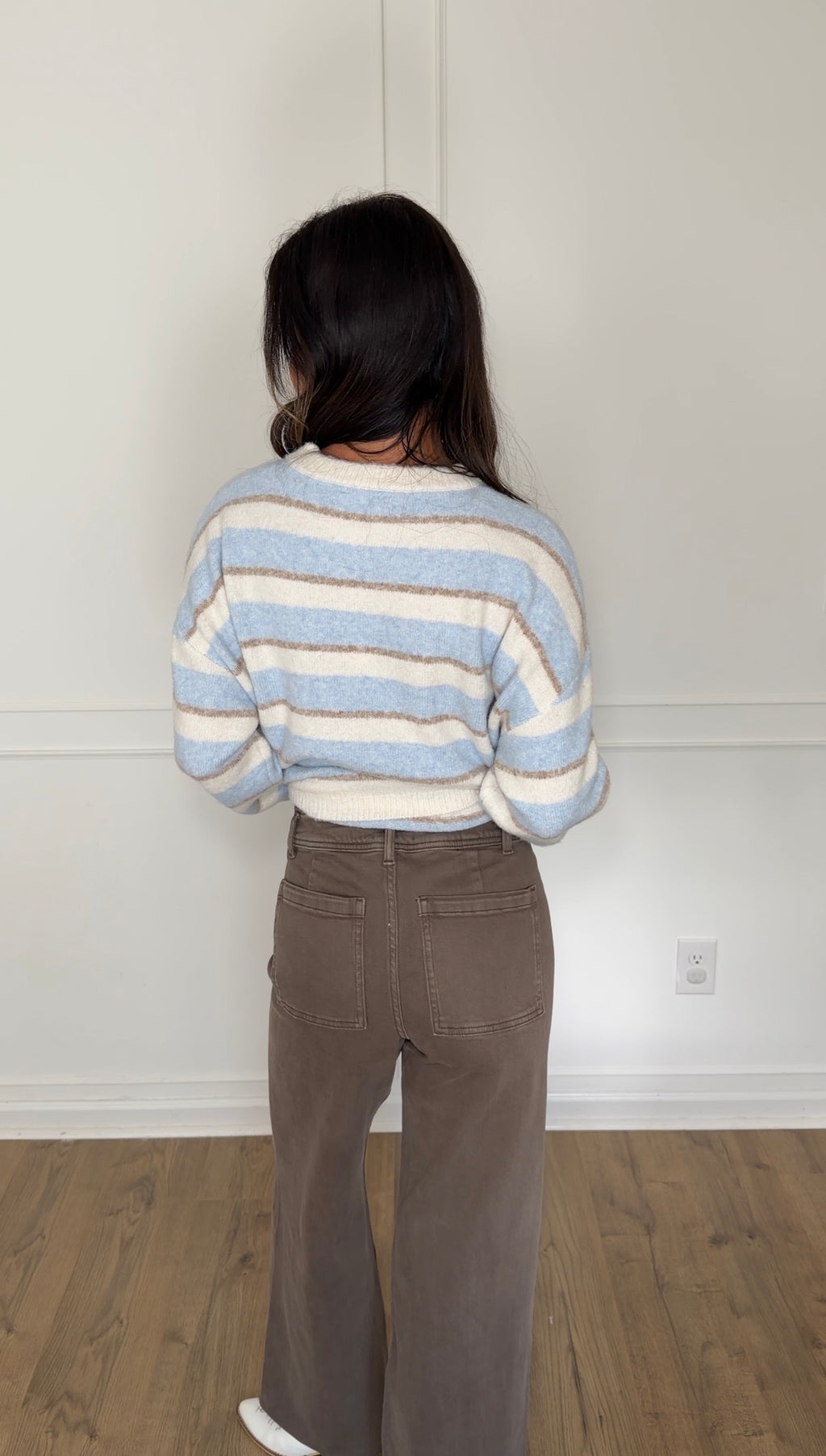 High Rise Wide Leg Denim Trousers - Mocha