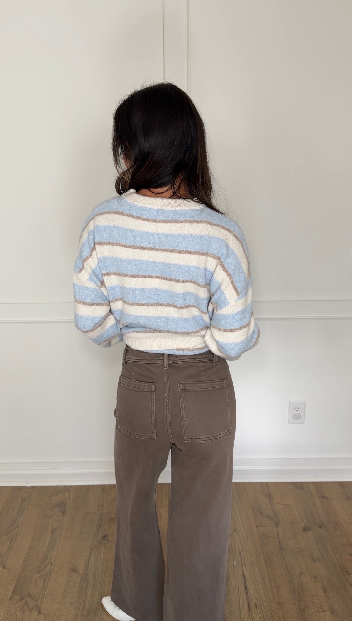 High Rise Wide Leg Denim Trousers - Mocha