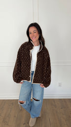 Polka-Dot Sherpa Jacket - Chocolate