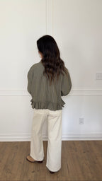 Mallory Micro Check Blouse - Olive