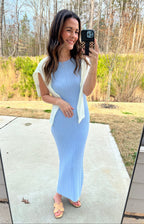 Haven Ribbed Midi Dress - Baby Blue