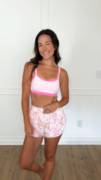 Floral Patchwork Double Layer Shorts - Pink