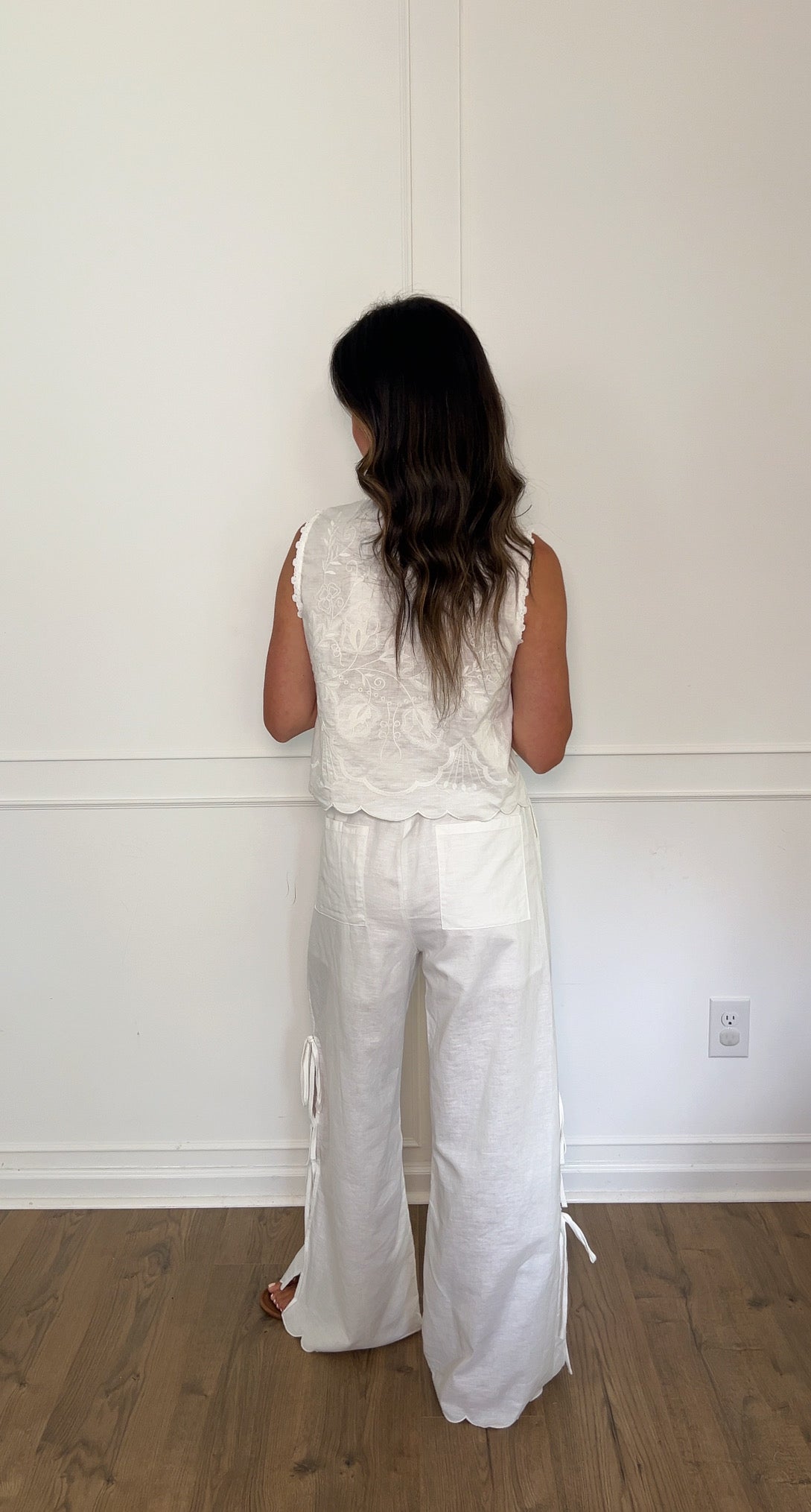 Delilah Embroidered Pants - Off White