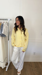 Summer Striped Cardigan - Light Yellow