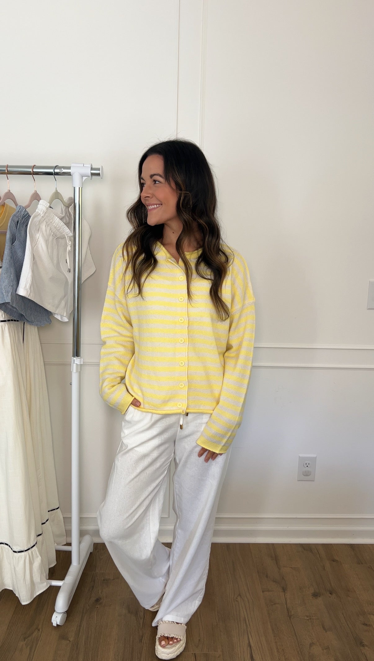 Summer Striped Cardigan - Light Yellow