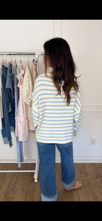 Blair Oversized Striped Sweater - Cream/Chambray