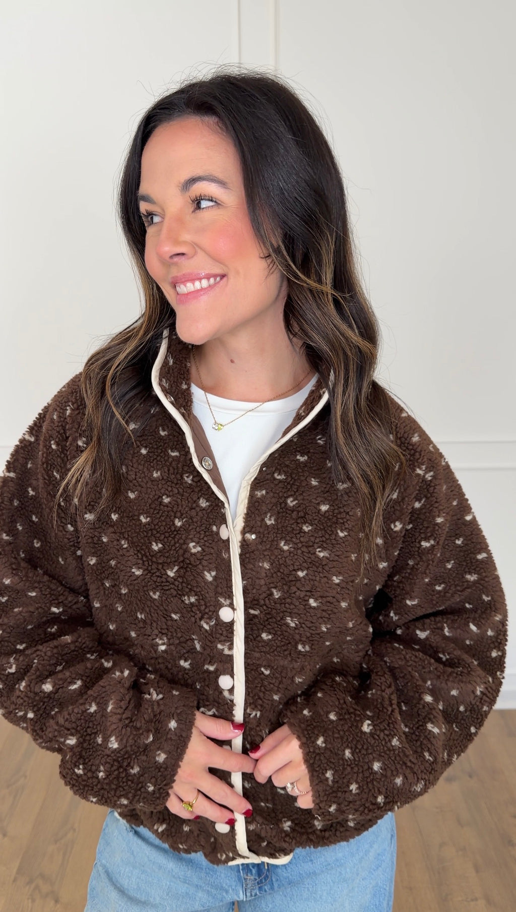 Polka-Dot Sherpa Jacket - Chocolate