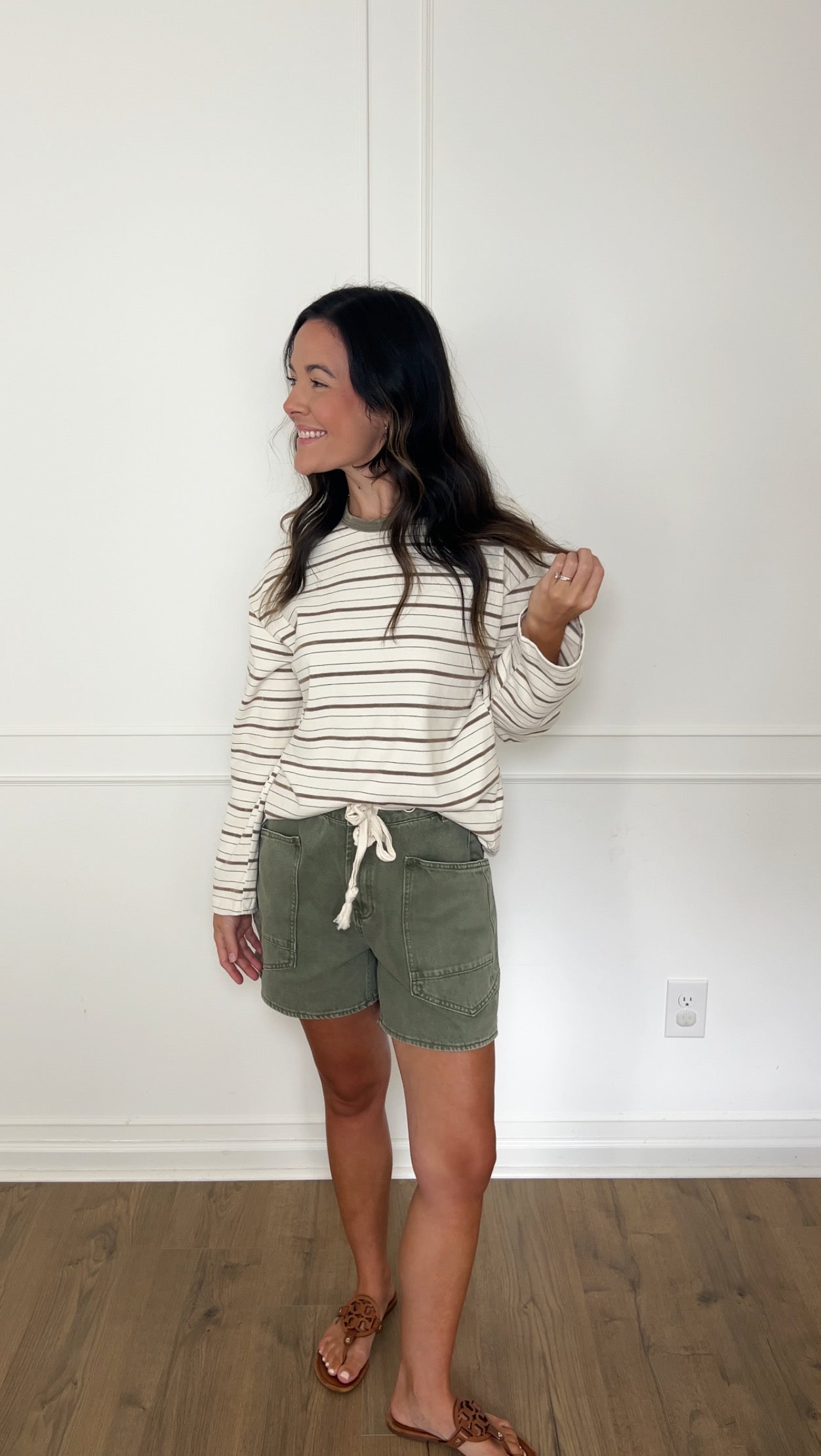 Miranda Striped Shirt - Brown/Olive