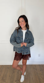 Marci Oversized Denim Jacket - Washed Denim
