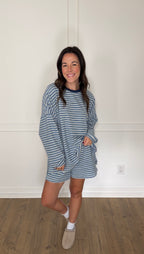 Morgan Oversized Long Sleeve Top - Blue