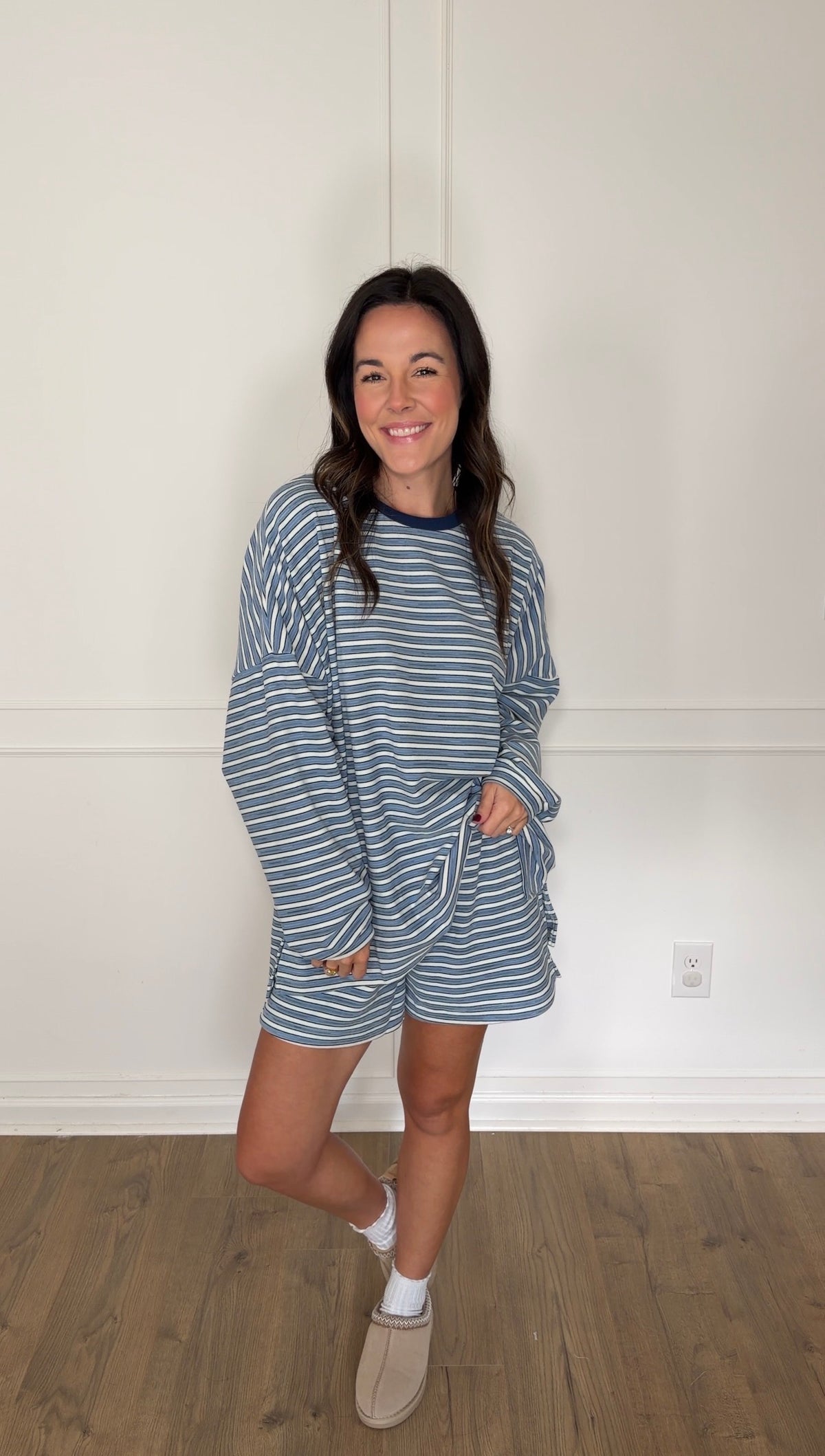 Morgan Oversized Long Sleeve Top - Blue