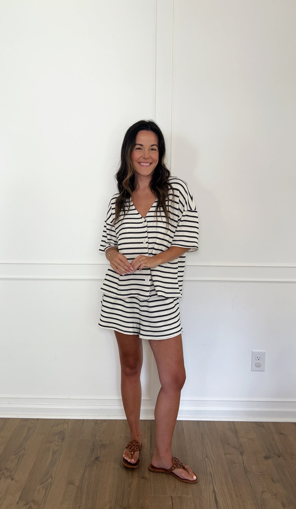 Sutton Knit Oversized Top - Navy/White