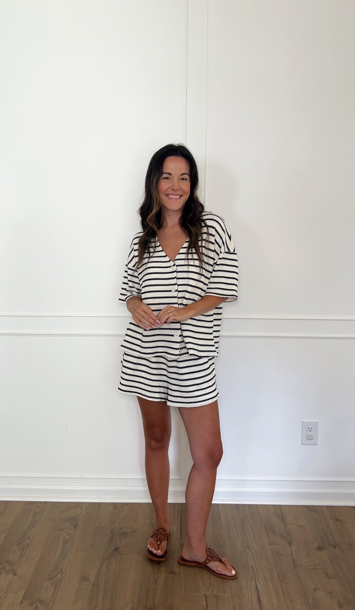 Sutton Knit Oversized Top - Navy/White