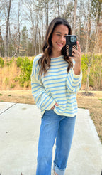 Blair Oversized Striped Sweater - Cream/Chambray