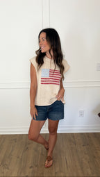Distressed Flag Sweater - Cream