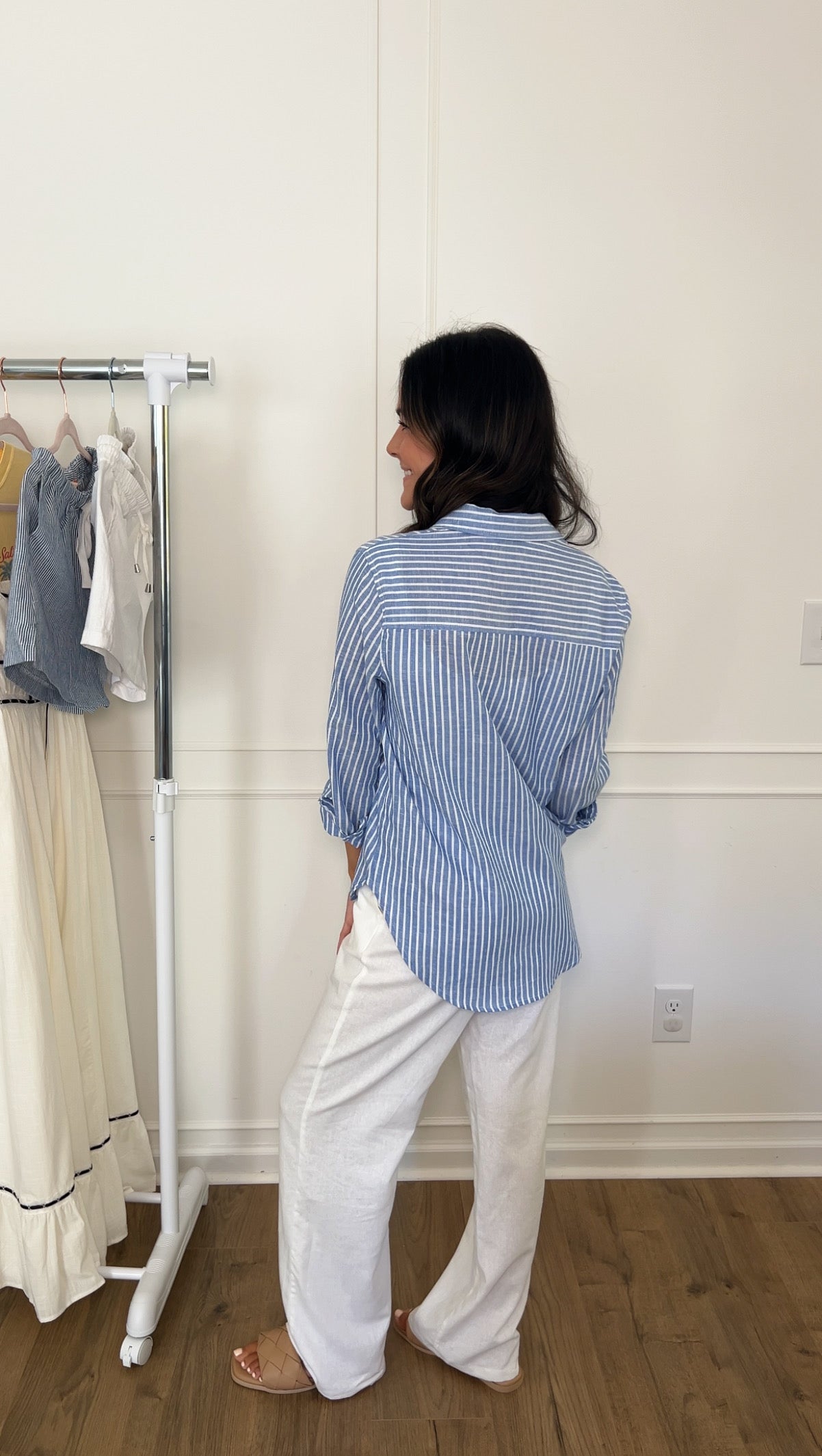 Coastal Striped Linen Shirt - Blue