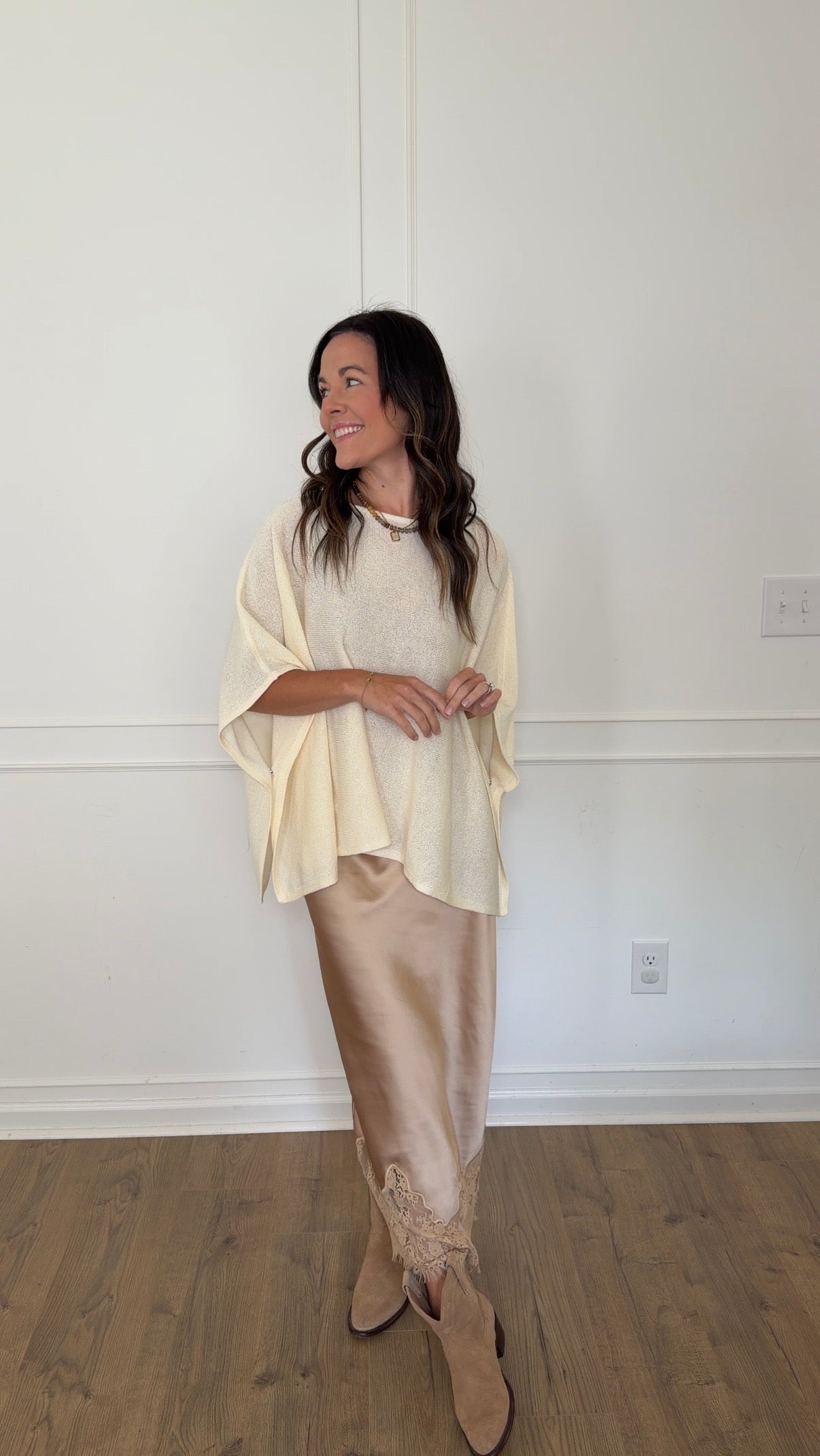 Jessi Knit Cape Top - Cream