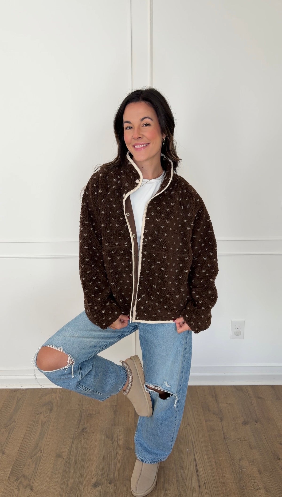 Polka-Dot Sherpa Jacket - Chocolate