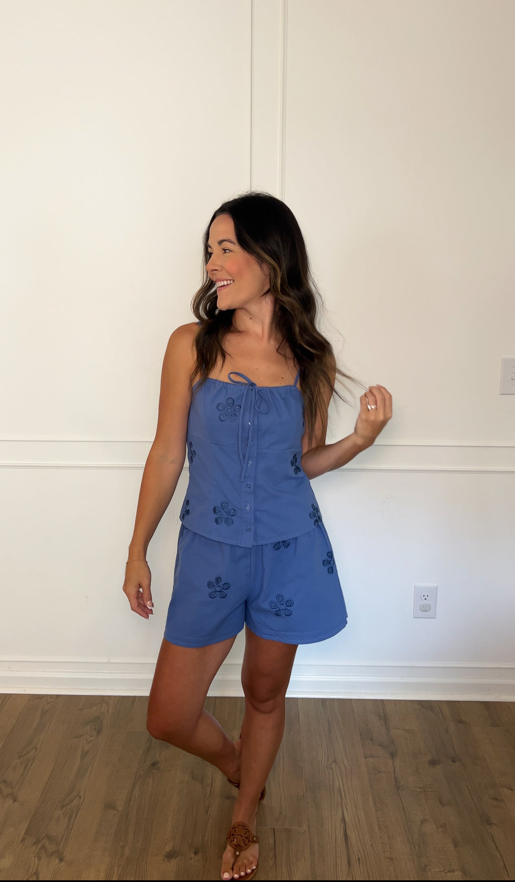 Eyelet Cami Top - Blue