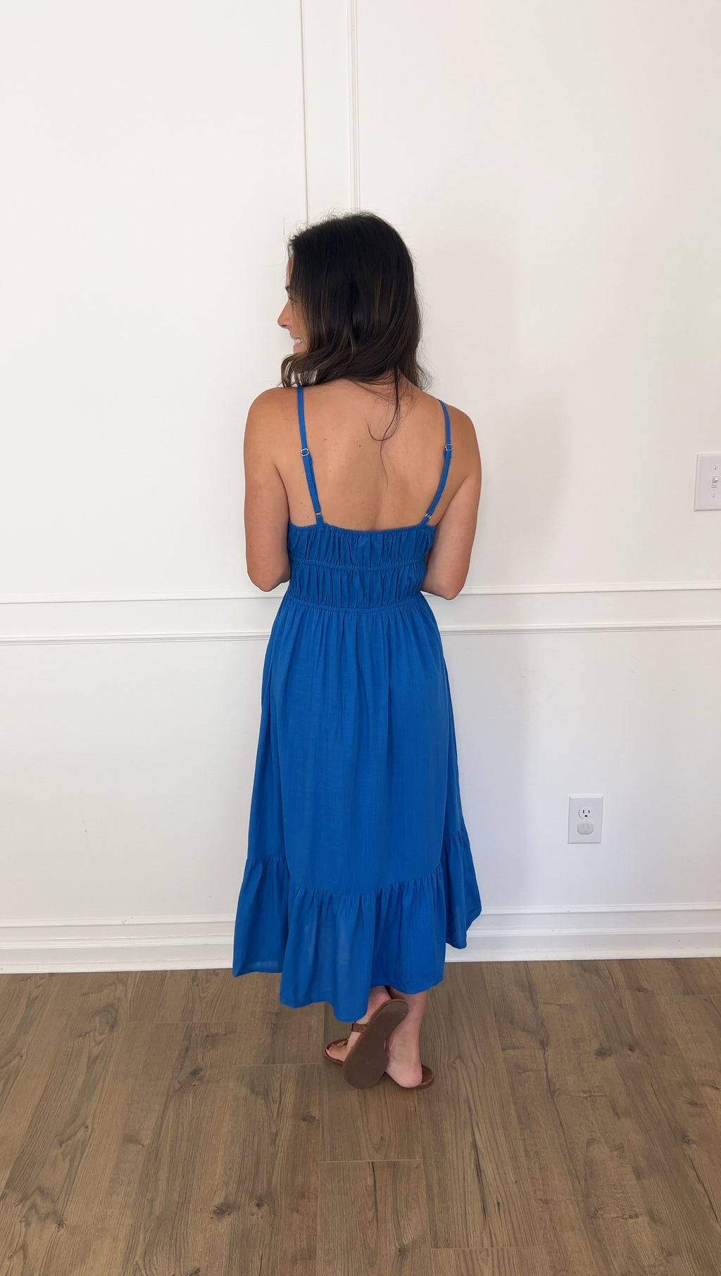 Rainy Ruffle Midi Dress - Cobalt