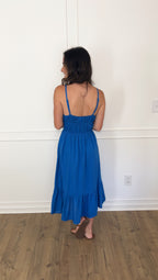Rainy Ruffle Midi Dress - Cobalt