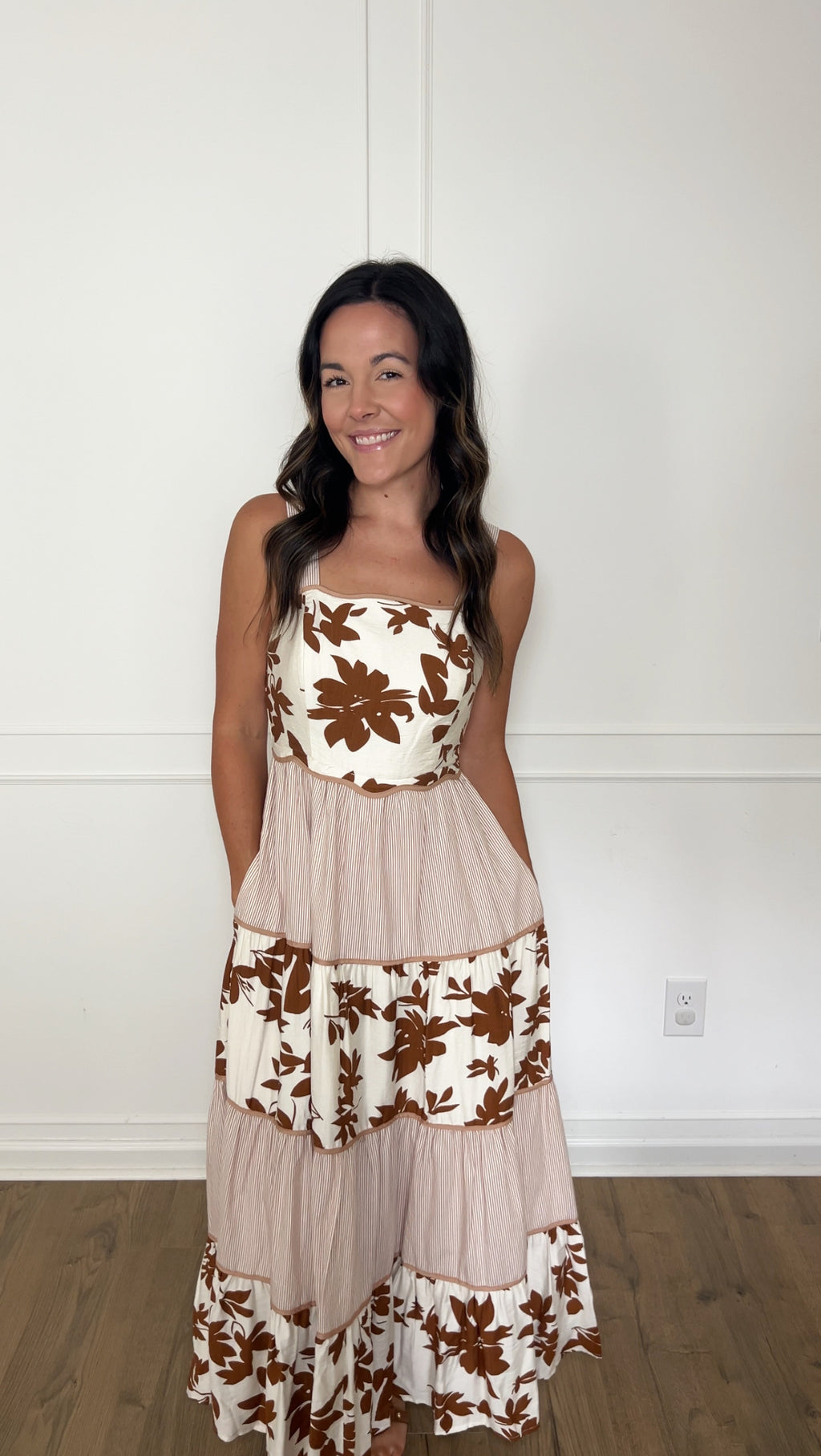 Autumn Florals Midi Dress - Mocha