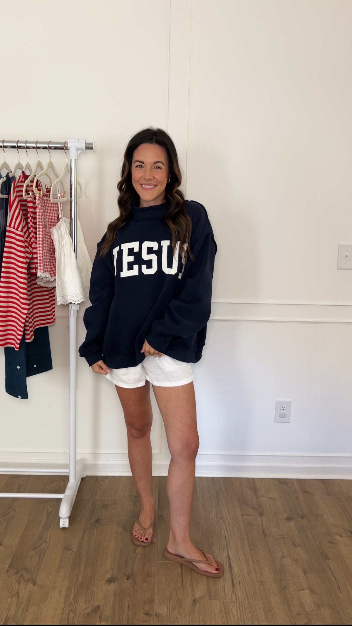 Jesus Mock Neck - Navy