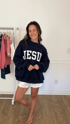 Jesus Mock Neck - Navy