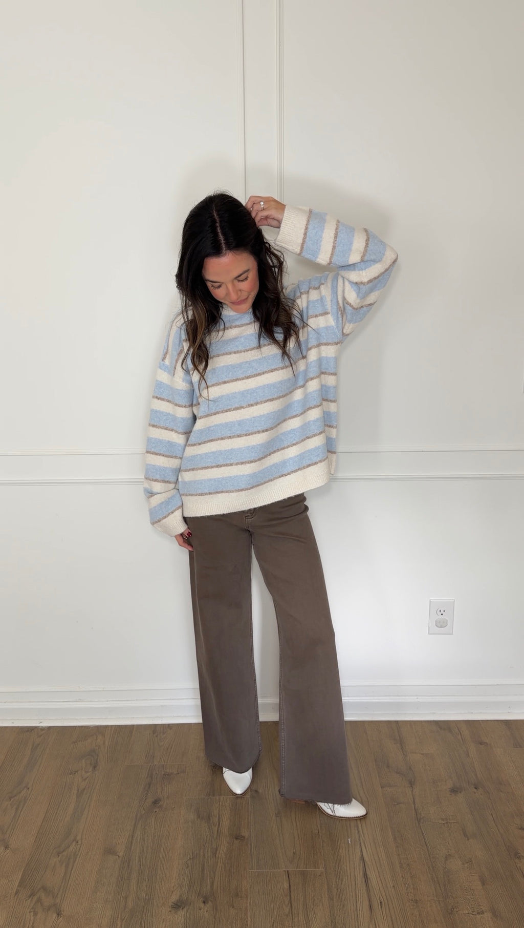 Grayson Striped Sweater - Sky/Cream
