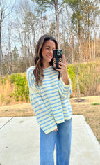 Blair Oversized Striped Sweater - Cream/Chambray