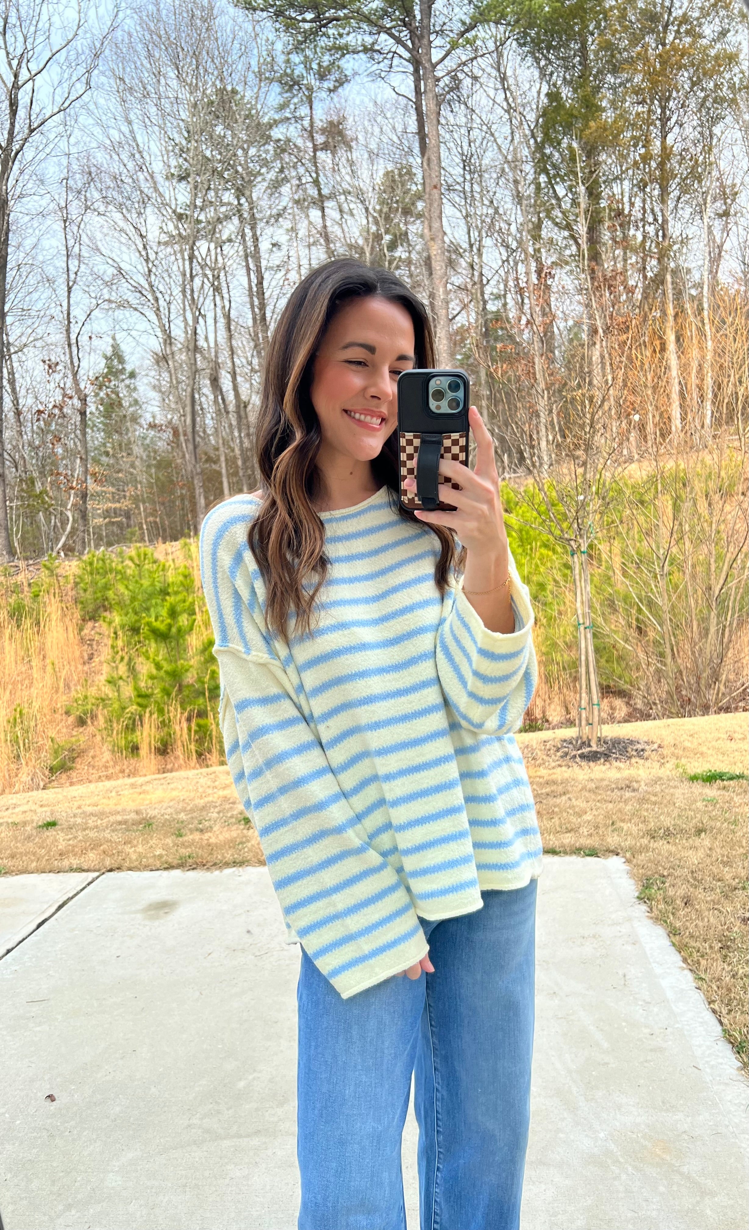 Blair Oversized Striped Sweater - Cream/Chambray