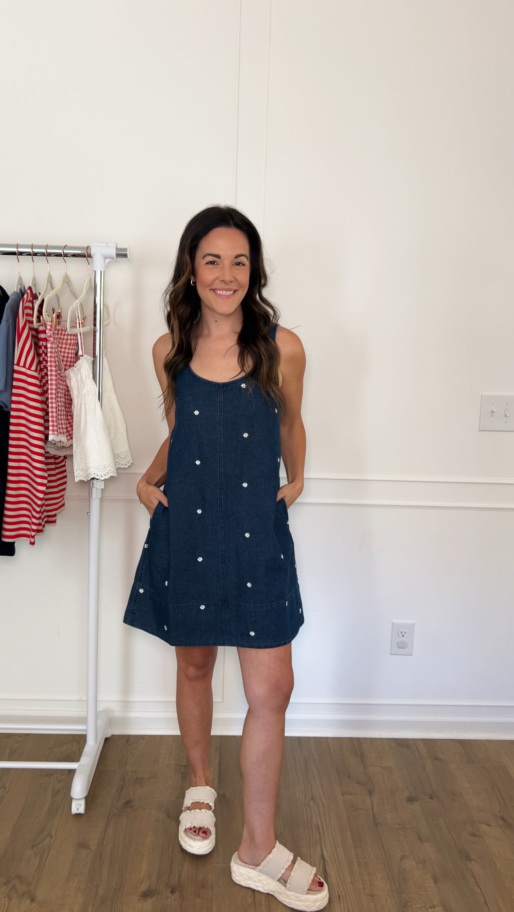 Ellie Embroidered Denim Dress