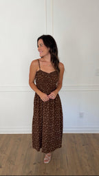 Ditsy Floral Midi Dress - Brown