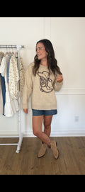 Cowboy Boot & Hat Sweater - Beige