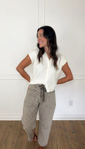 Quinn Striped Barrel Pants - Olive