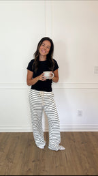 Dylan Striped Wide-Leg Pants - Black/White