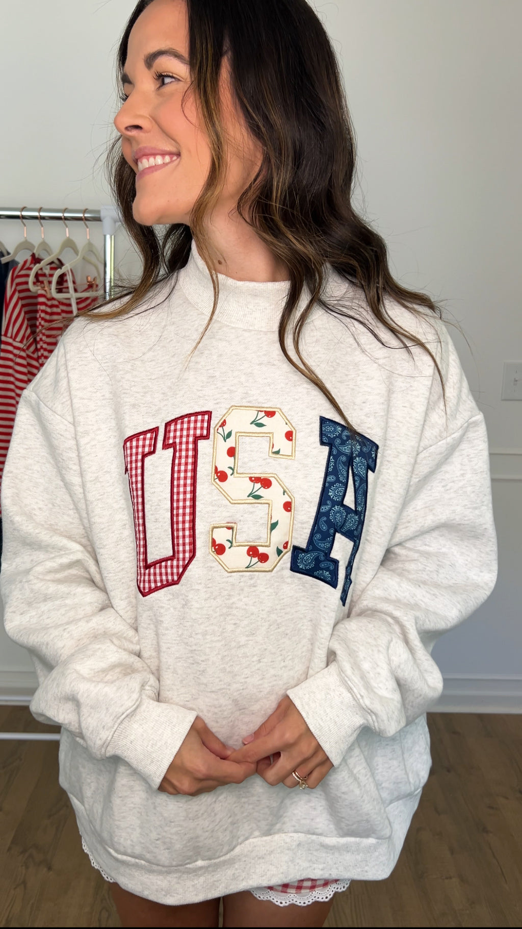 USA Embroidered Mock Neck