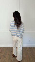 Grayson Striped Sweater - Sky/Cream