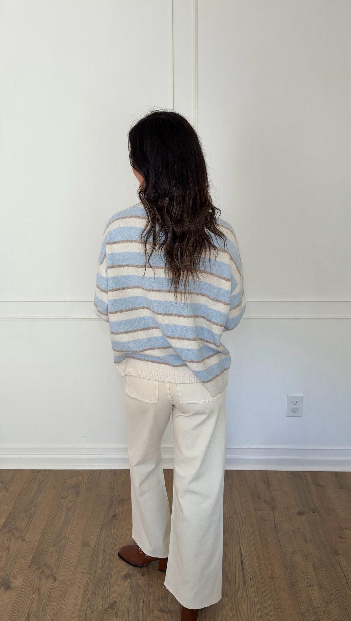 Grayson Striped Sweater - Sky/Cream