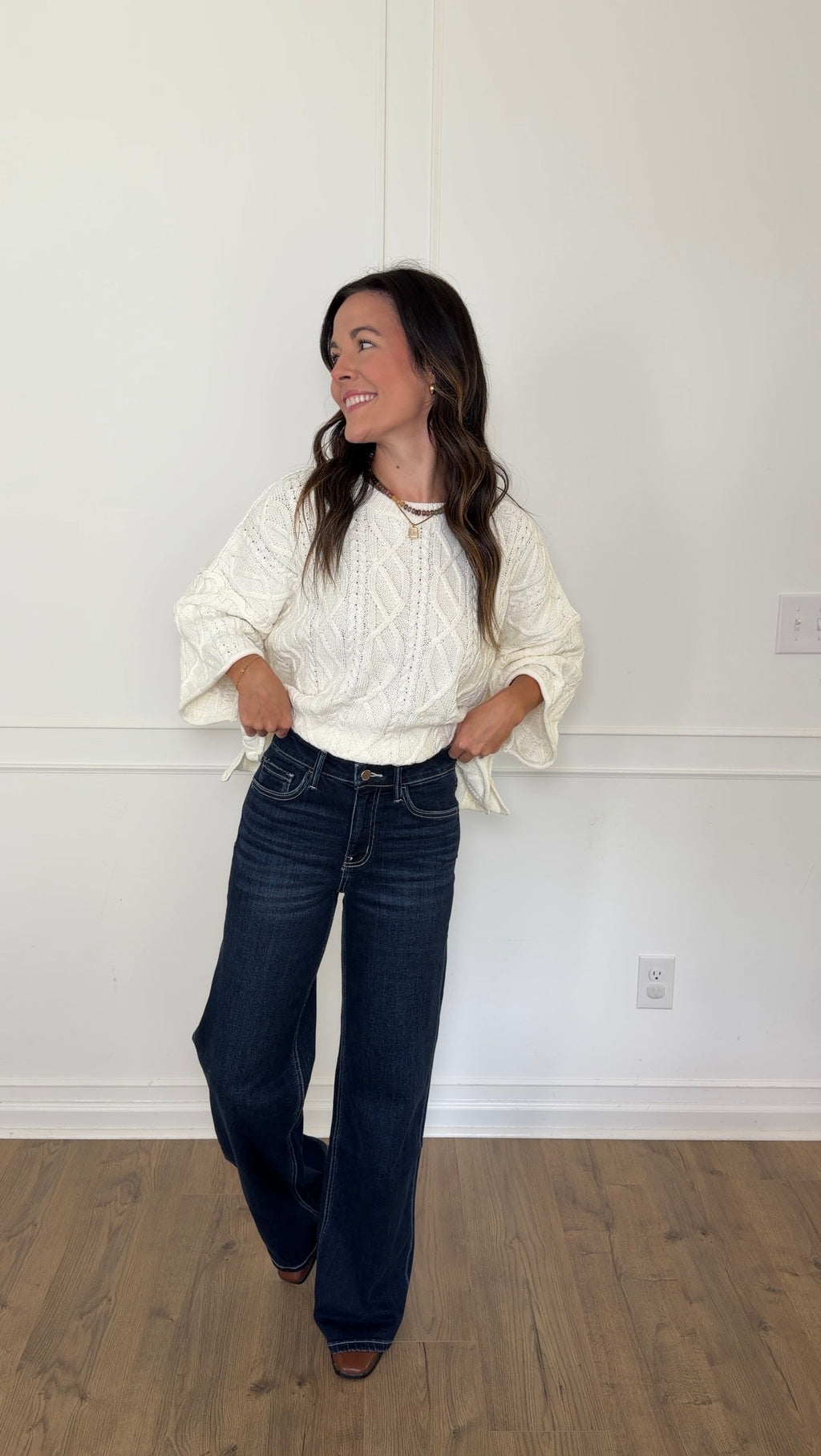 High Rise Wide Leg Jeans - Dark Wash