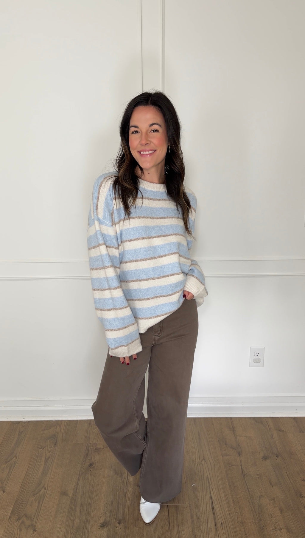 Grayson Striped Sweater - Sky/Cream