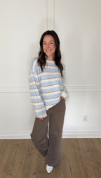 Grayson Striped Sweater - Sky/Cream