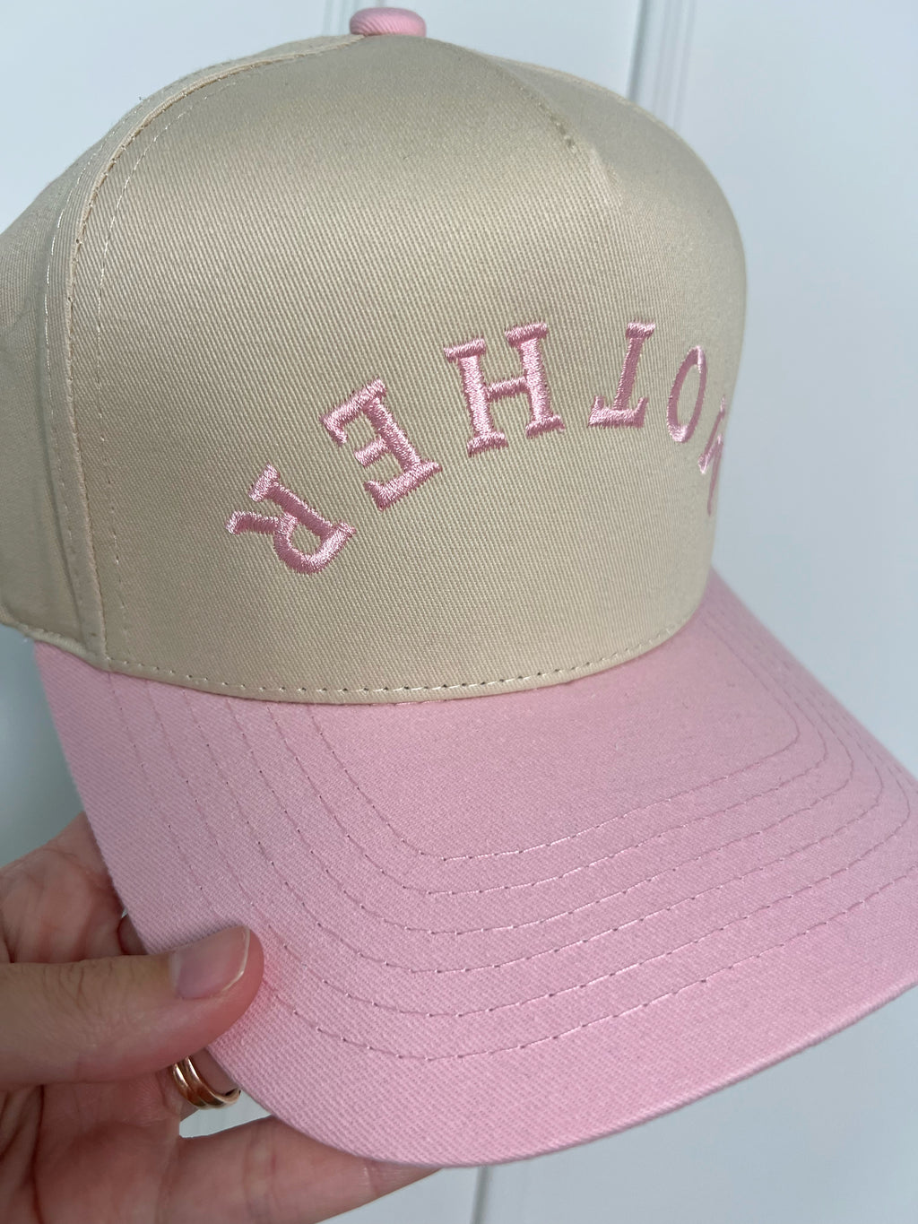 Mother Upside Down Embroidered Trucker Hat - Pink