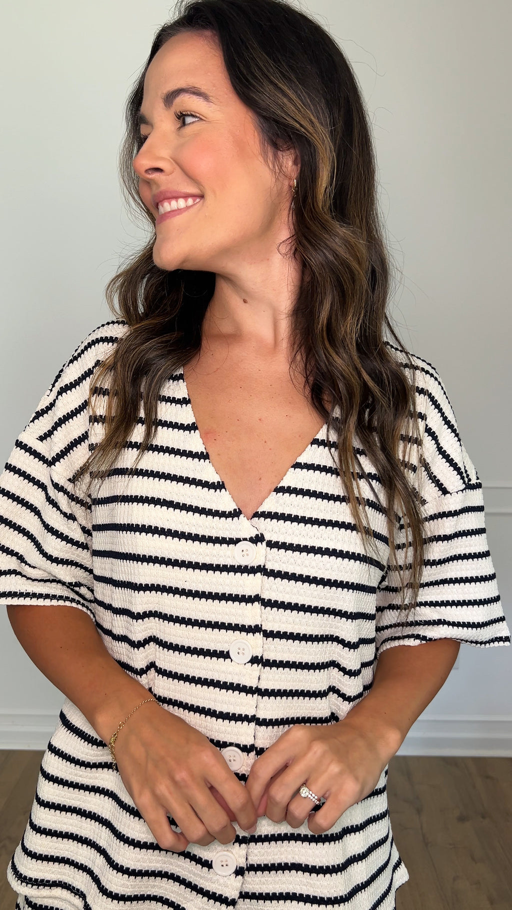 Sutton Knit Oversized Top - Navy/White