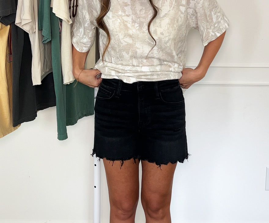 Rebecca High Rise Denim Shorts - Black