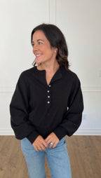 Tanner Henley Pullover - Black