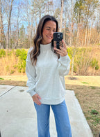 Amber Reversible Mock Neck Sweatshirt - Light Grey