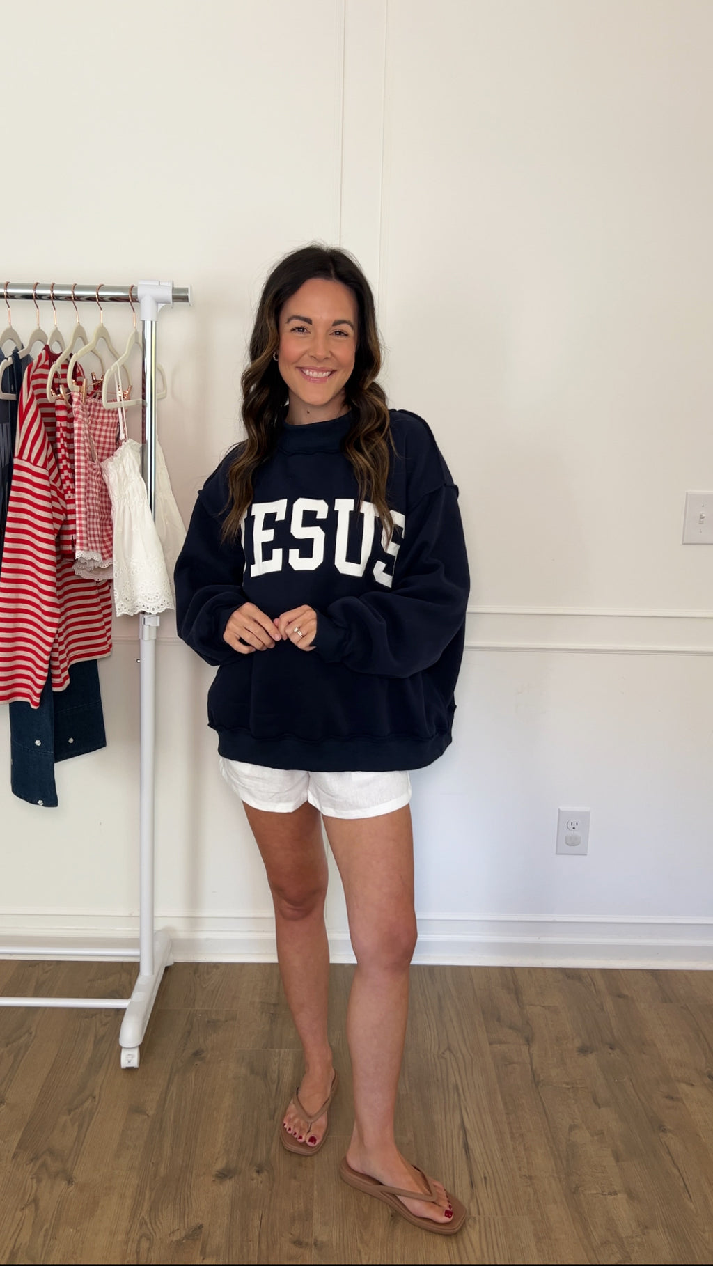 Jesus Mock Neck - Navy