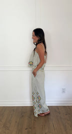 Dakota Floral Embroidered Pants - Sage